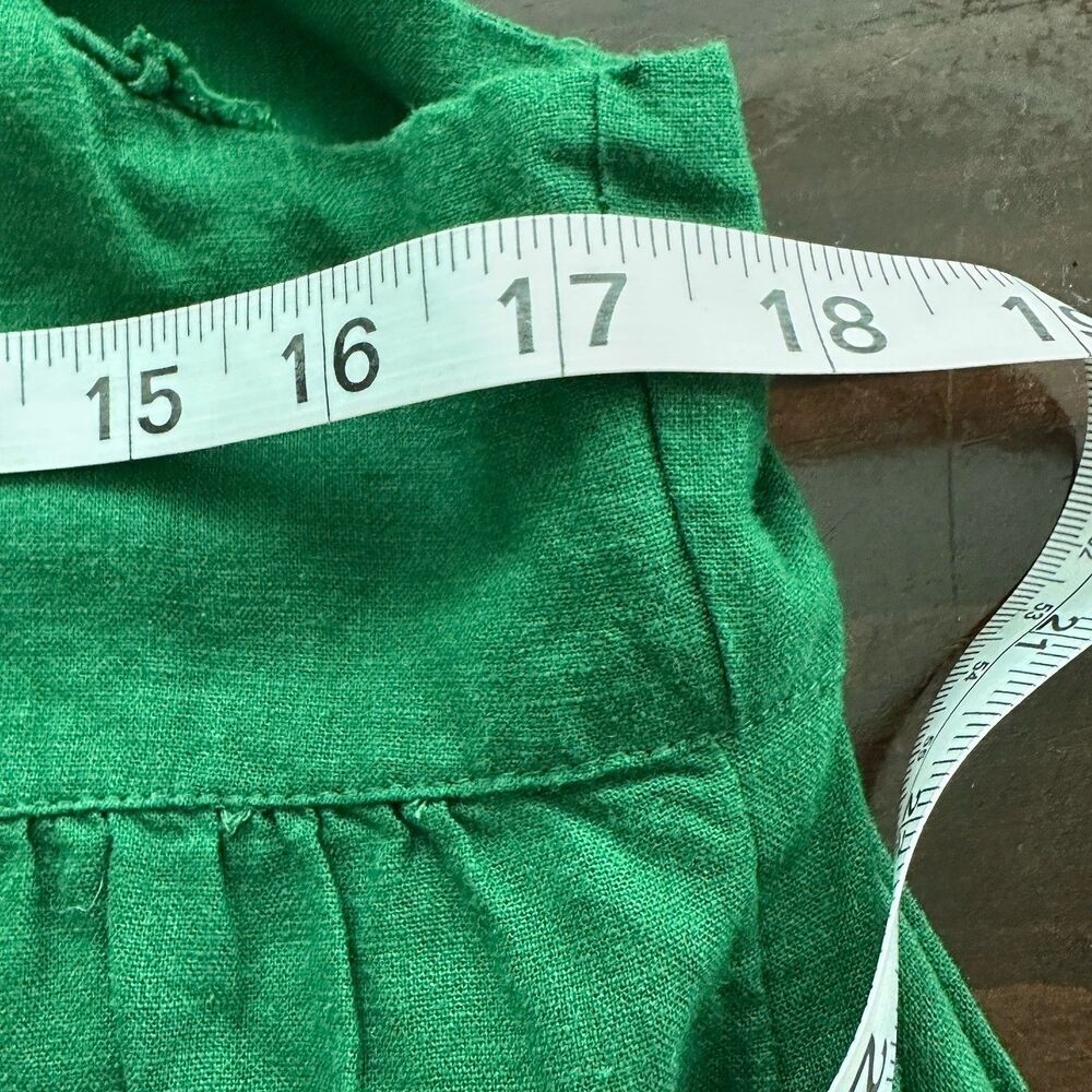 Aerie Emerald Mini Dress Sz M Green Linen Flutter Mini Babydoll Cottagecore - Picture 7 of 7